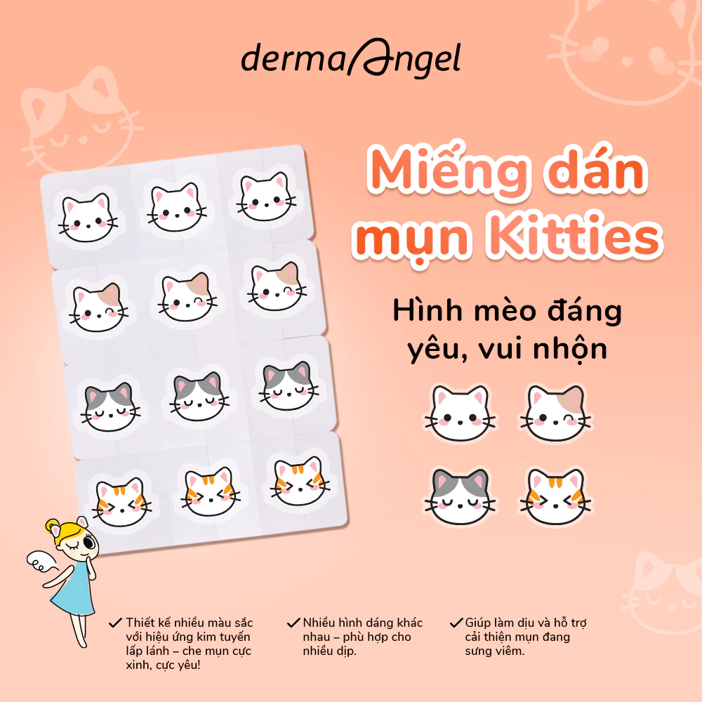Miếng Dán Mụn Derma Angel Acne Beauty Patch Vui Nhộn 12+3 Miếng