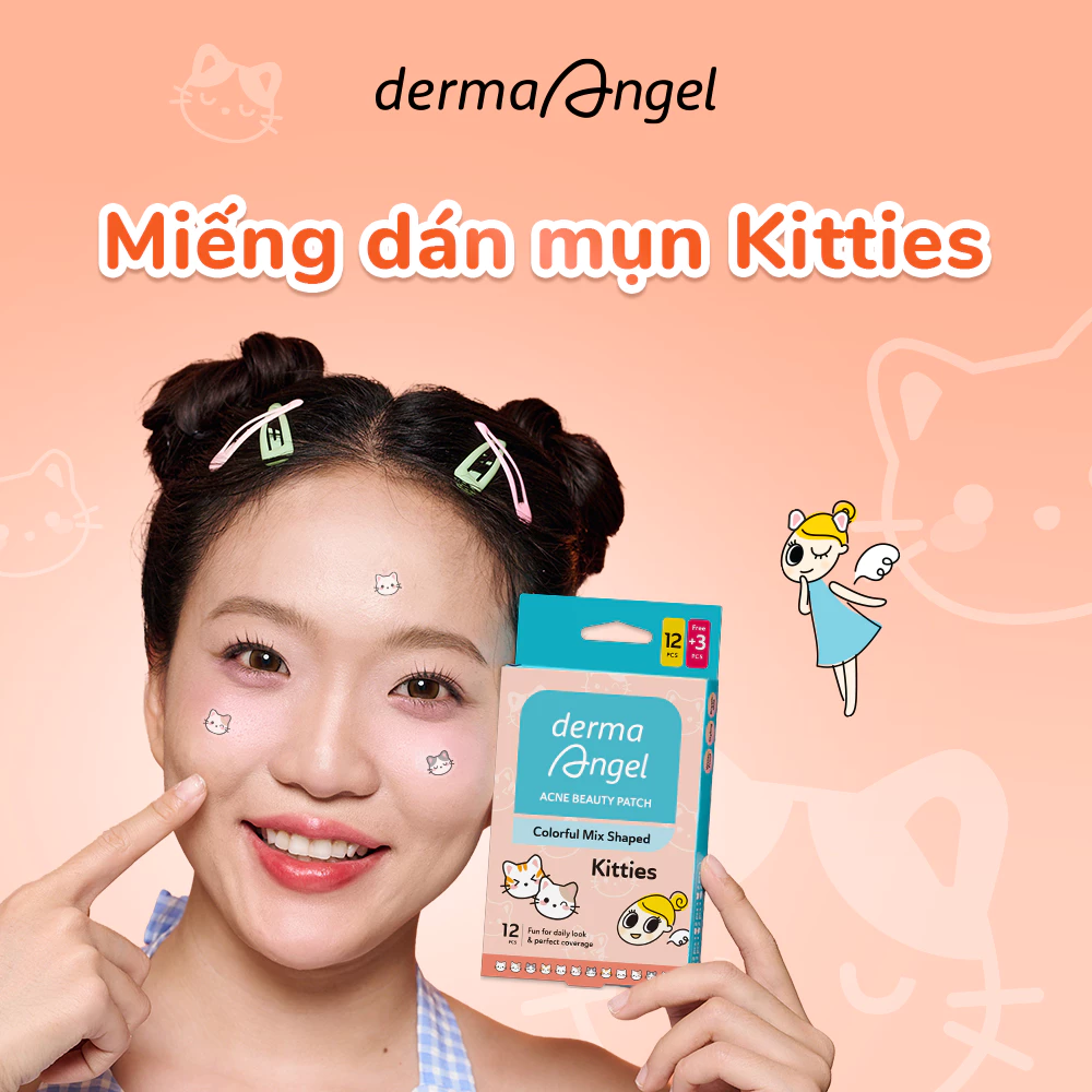 Miếng Dán Mụn Derma Angel Acne Beauty Patch Vui Nhộn 12+3 Miếng