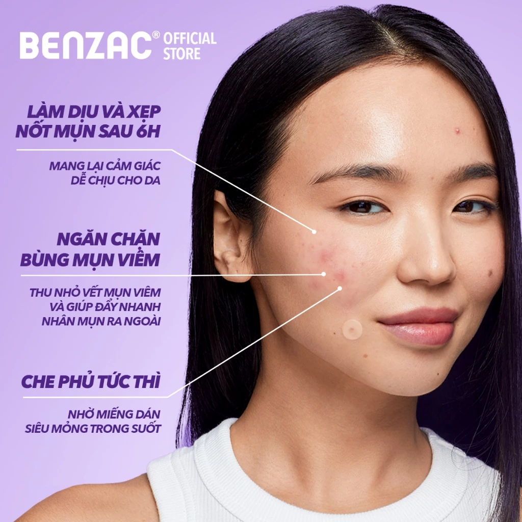 Miếng Dán Mụn Benzac 3 In 1 Power Patch Bảo Vệ Và Ngăn Ngừa Mụn 12 Miếng