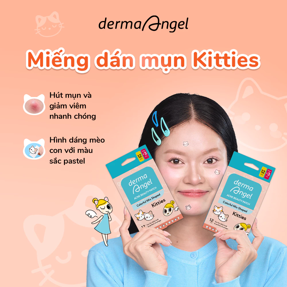 Miếng Dán Mụn Derma Angel Acne Beauty Patch Vui Nhộn 12+3 Miếng
