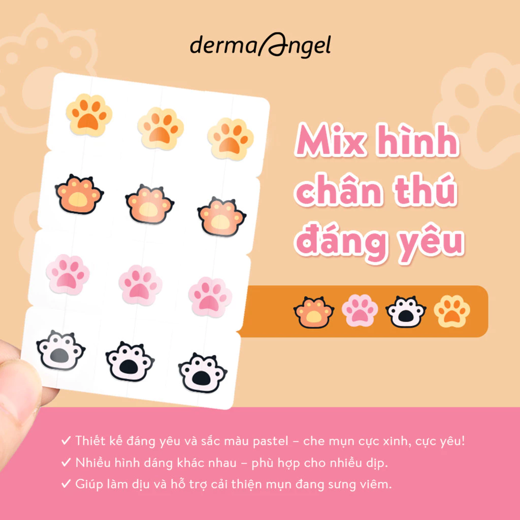 Miếng Dán Mụn Derma Angel Acne Beauty Patch Vui Nhộn 12+3 Miếng