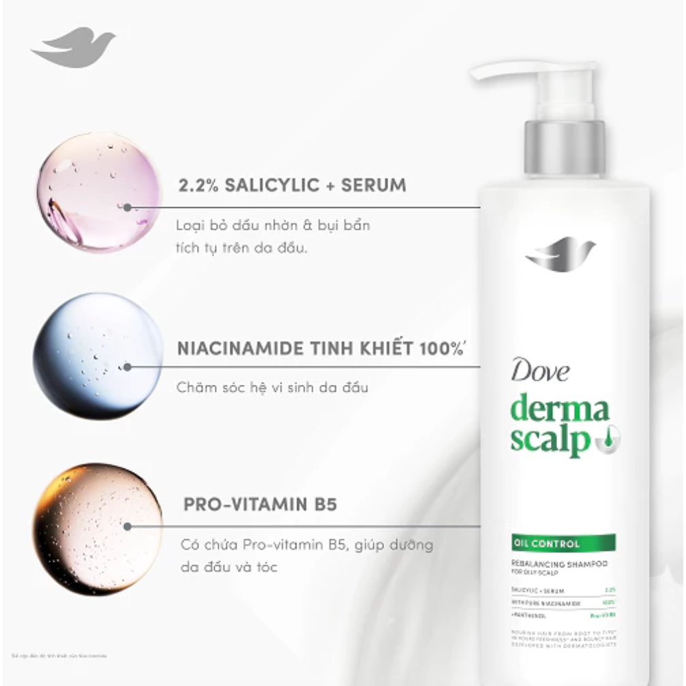 Dầu Gội Dove Derma Scalp For Oily Scalp Shampoo 340ml