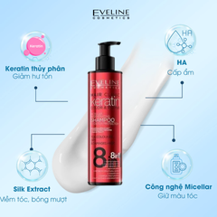Dầu Gội Eveline Cosmetics Shampoo 8In1 Dưỡng Ẩm, Dưỡng Tóc Bóng Mượt 400ml