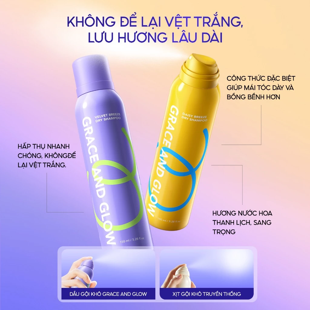 Dầu Gội Khô Grace And Glow Dry Shampoo Làm Phồng Tóc, Kiểm Soát Dầu 150ml