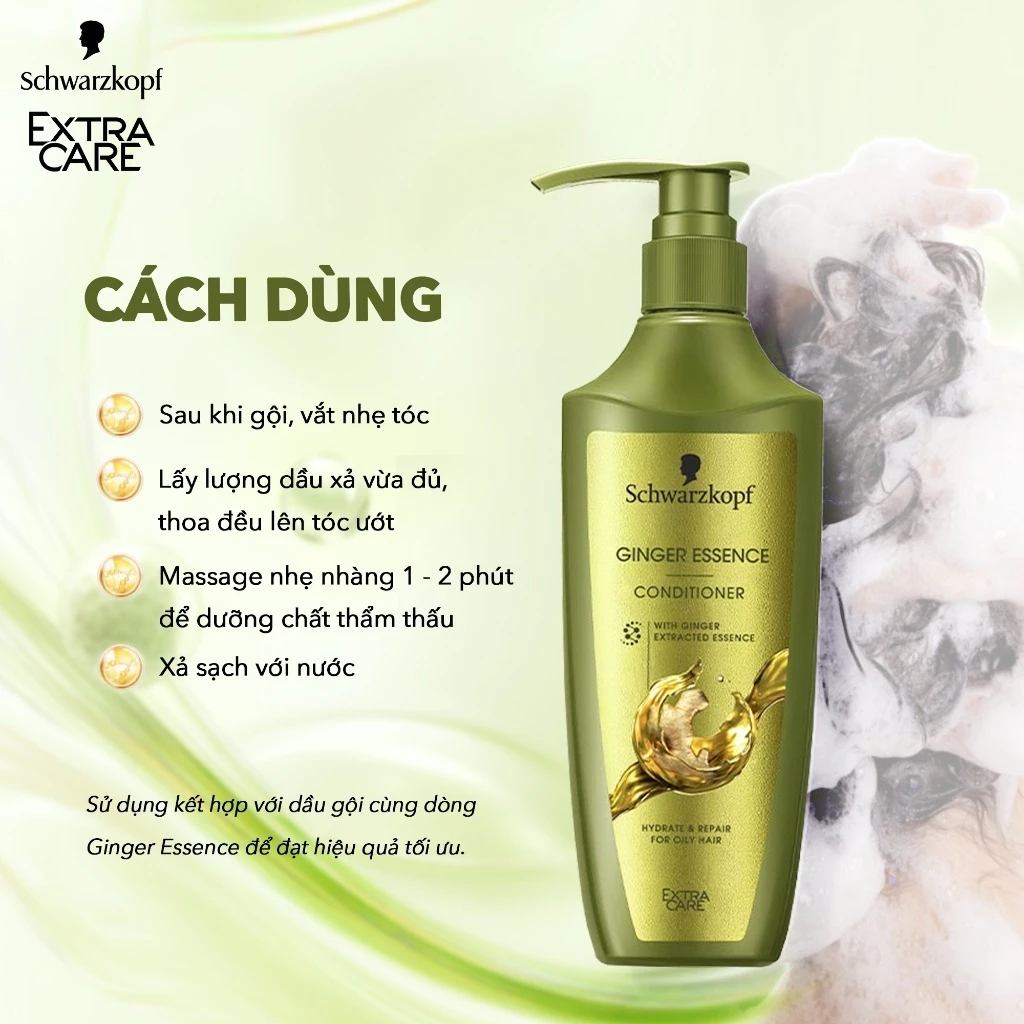 Dầu Gội / Xả Schwarzkopf Extra Care Ginger Essence Kiểm Soát Dầu 400ml