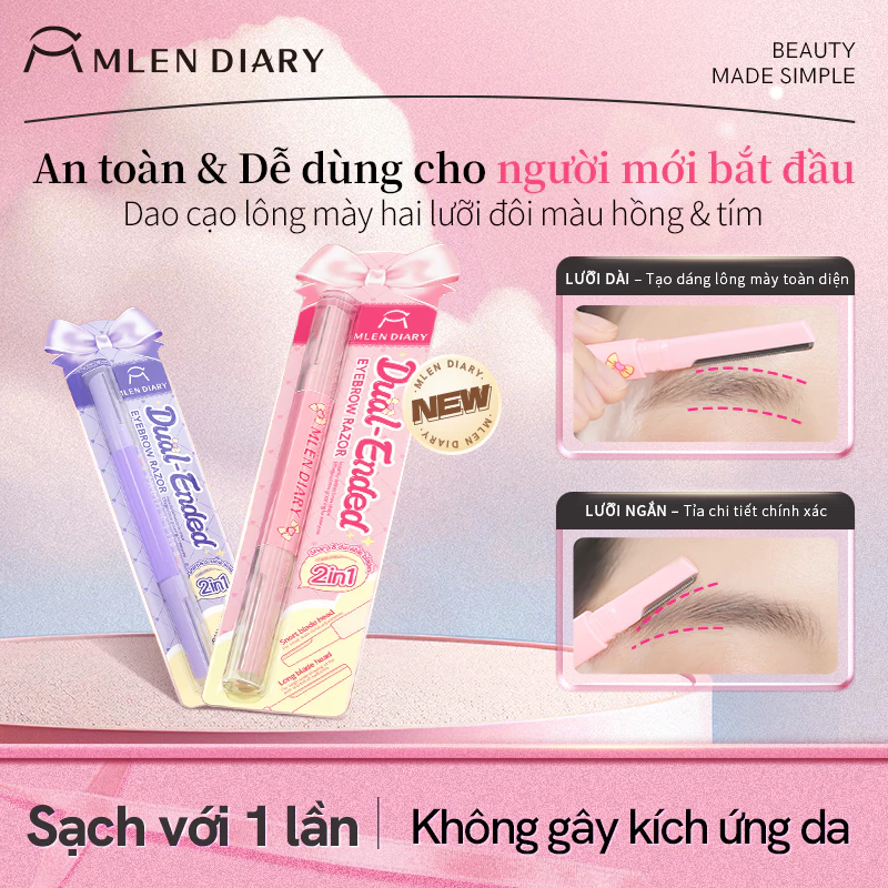 Dao Tỉa Chân Mày 2 Đầu Mlen Diary Dual-Ended Eyebrow Razor 2 In 1