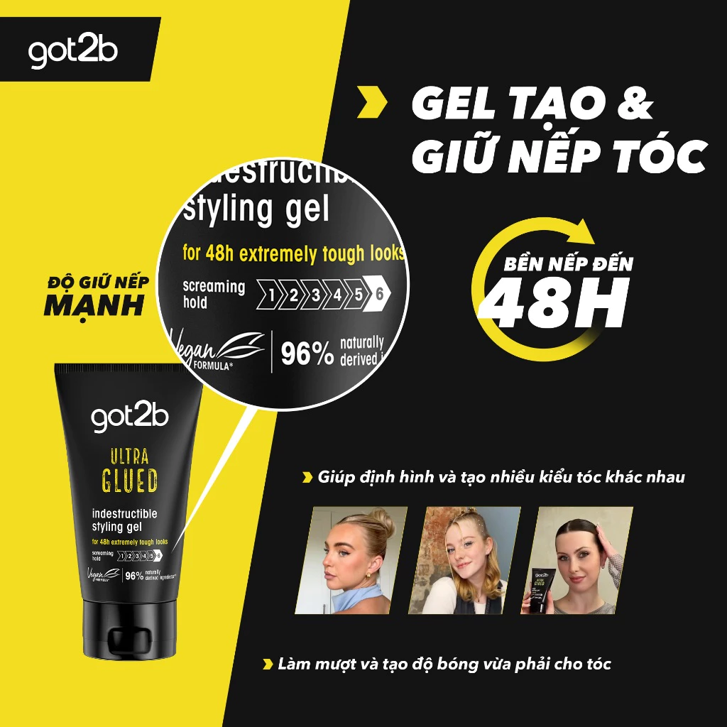 Gel Tạo Kiểu Tóc Got2b Ultra Glued Indestructible Styling Gel 150ml