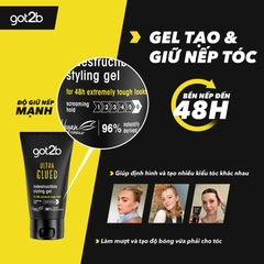 Gel Tạo Kiểu Tóc Got2b Ultra Glued Indestructible Styling Gel 150ml