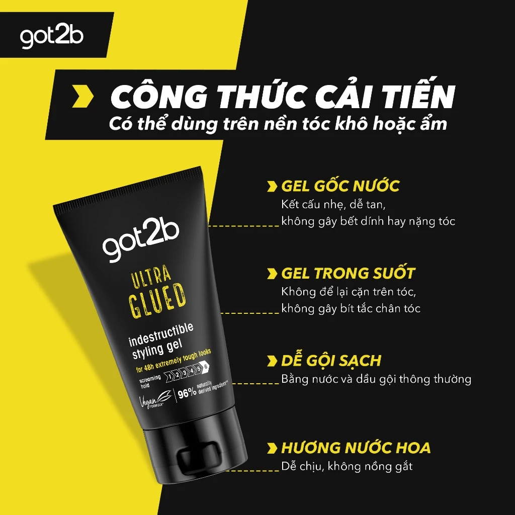 Gel Tạo Kiểu Tóc Got2b Ultra Glued Indestructible Styling Gel 150ml