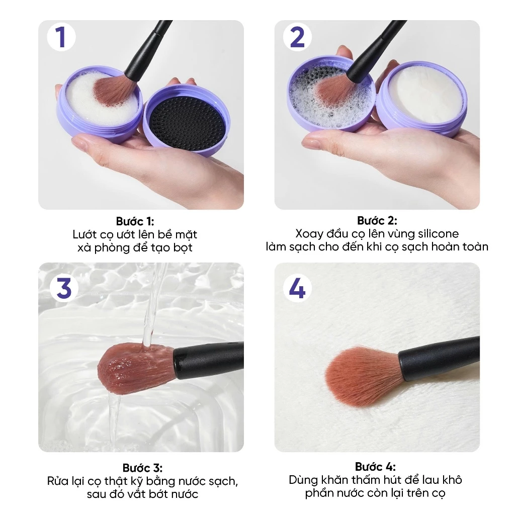 Hộp Rửa Cọ Trang Điểm Kèm Xà Bông Vacosi Makeup Cleanser Kit DC14 48g
