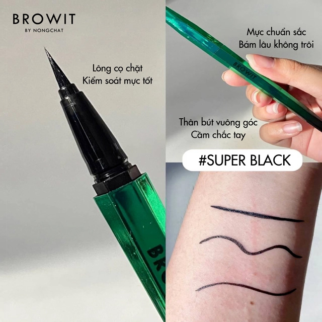 Bút Kẻ Mắt Browit By Nongchat Aurora Long Stay Eyeliner Super Black Lâu Trôi, Chống Thấm Nước 0.5g