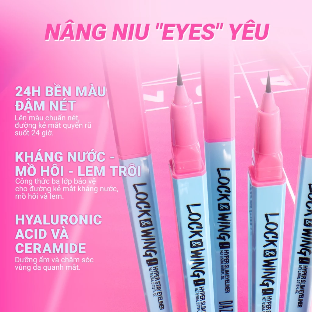 Bút Kẻ Mắt Dazzle ME Lock & Wing! Hyper Slim Eyeliner Siêu Mảnh Chống Nước 0,55ml