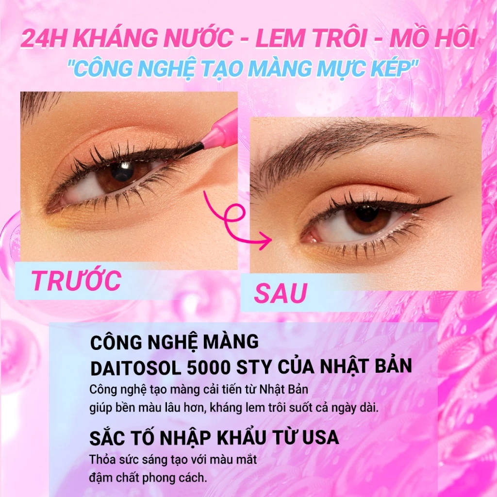 Bút Kẻ Mắt Dazzle ME Lock & Wing! Hyper Slim Eyeliner Siêu Mảnh Chống Nước 0,55ml
