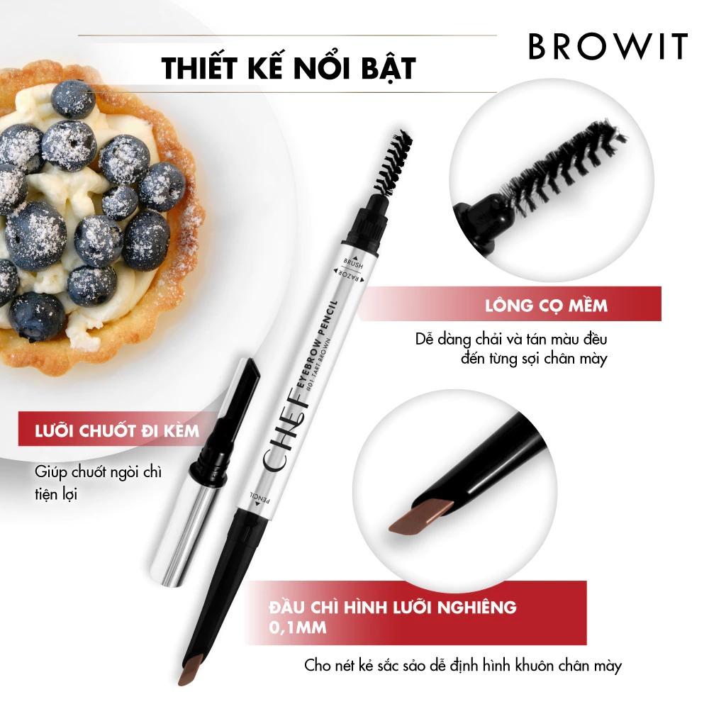 Chì Kẻ Mày Browit Chef Eyebrow Pencil Giúp Định Hình Chân Mày Sắc Nét Và Tự Nhiên 0.15g