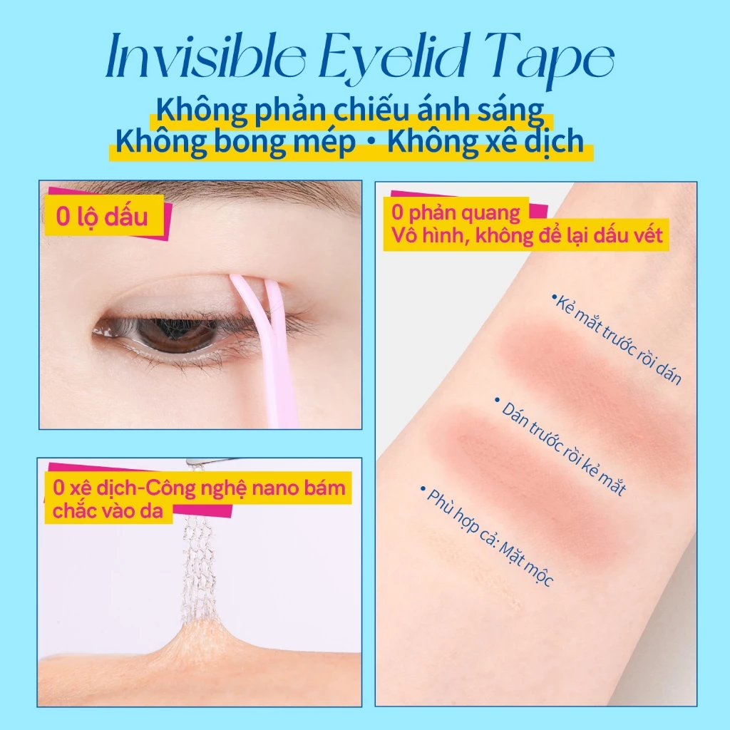 Kích Mí Mlen Diary Invisible Eyelid Tape Hình Lưỡi Liềm Đa Năng