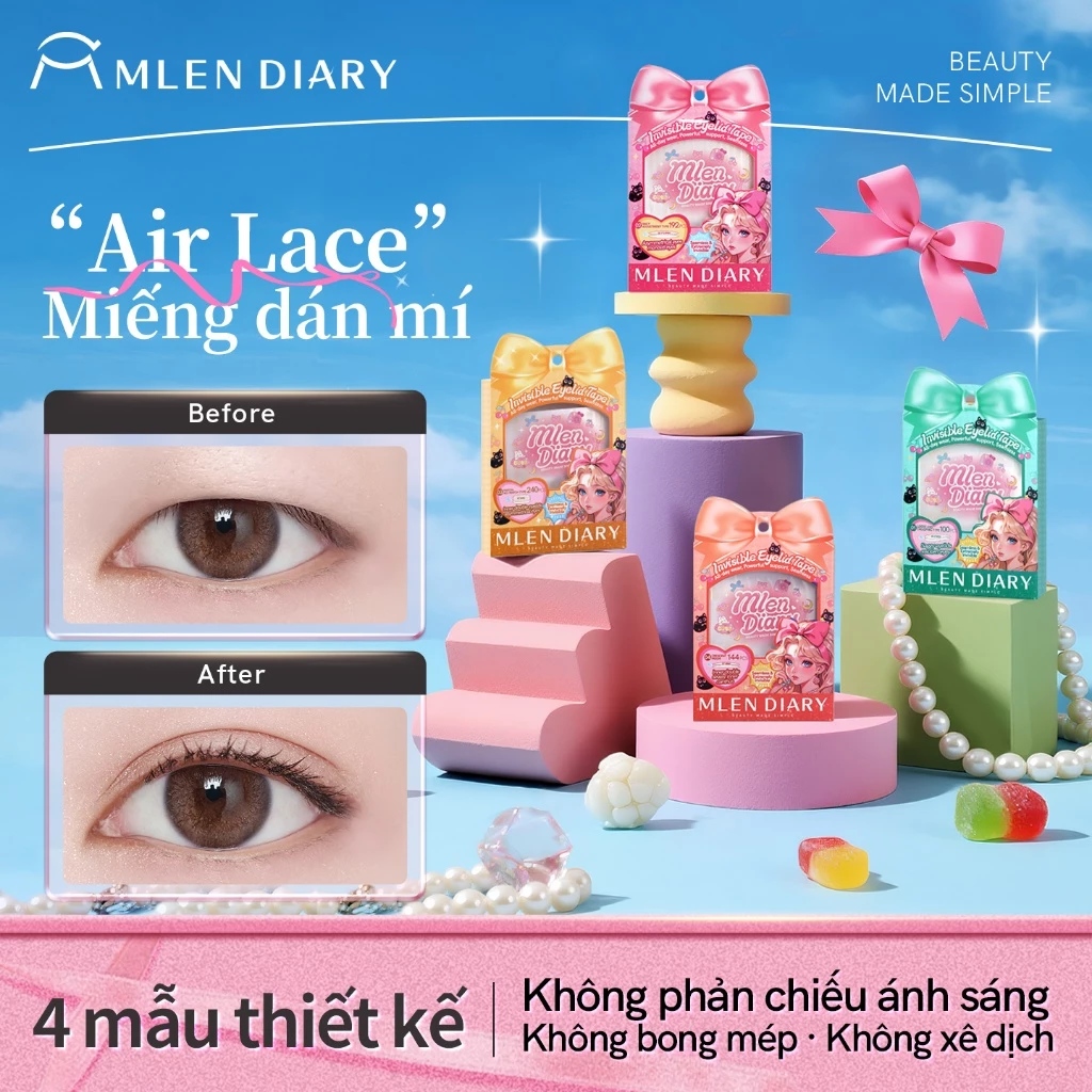 Kích Mí Mlen Diary Invisible Eyelid Tape Hình Lưỡi Liềm Đa Năng