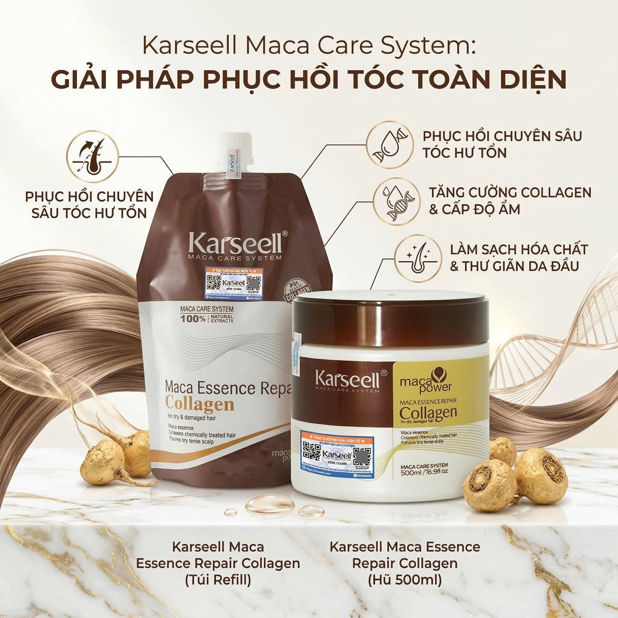 MACA ESSENCE COLLAGEN MẶT NẠ TÓC CẢI THIỆN ĐỘ BÓNG MƯỢT RÕ RỆT
