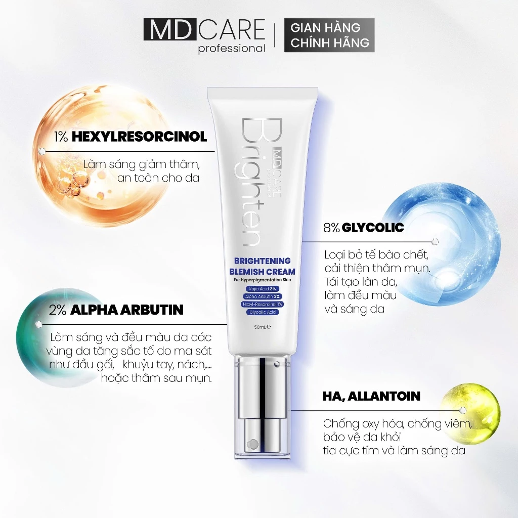 Kem Dưỡng Sáng Da MD CARE Brightening Blemish Cream 50ml