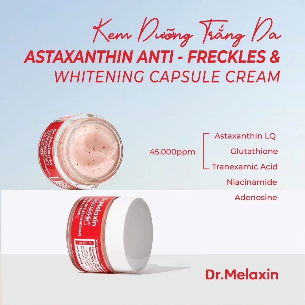 Kem Dưỡng Dr. Melaxin Astaxanthin Anti Freckles & Whitening Capsule Cream Trắng Da, Mờ Thâm 50g