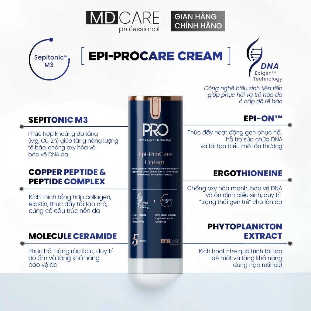Kem Dưỡng MD Care Epi-ProCare Cream Phục Hồi Và Cải Thiện Nếp Nhăn 30ml