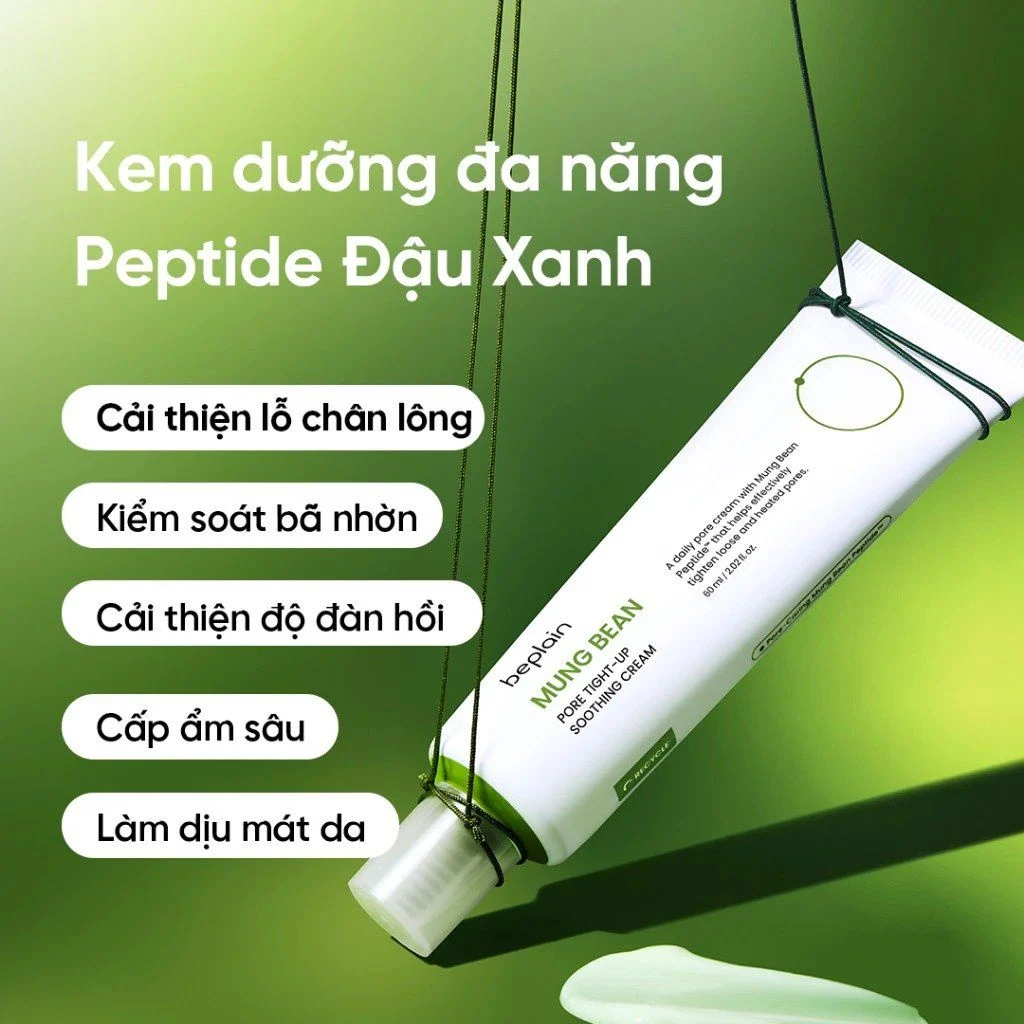 Kem Dưỡng Ẩm, Làm Dịu Da Beplain Mung Bean Pore Tight Up Soothing Cream 60ml