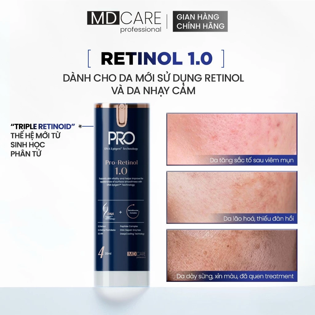 Kem Dưỡng MD Care Pro-Retinol Tái Tạo, Làm Sáng Và Cải Thiện Nếp Nhăn 30ml