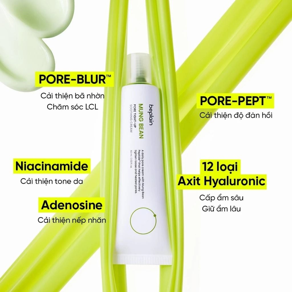 Kem Dưỡng Ẩm, Làm Dịu Da Beplain Mung Bean Pore Tight Up Soothing Cream 60ml