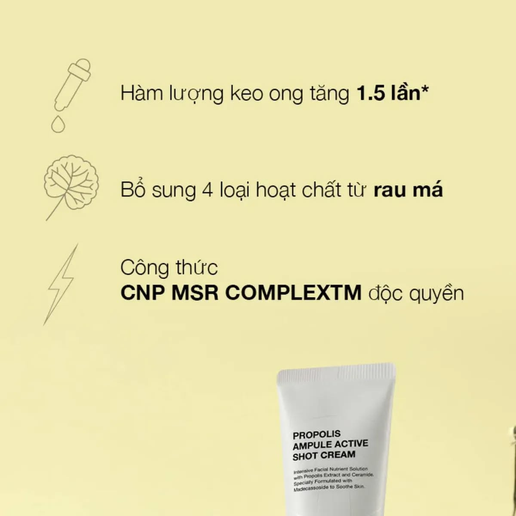 Kem Dưỡng CNP Laboratory Propolis Ampule Active Shot Cream Chiết Xuất Keo Ong Phục Hồi Da 50ml