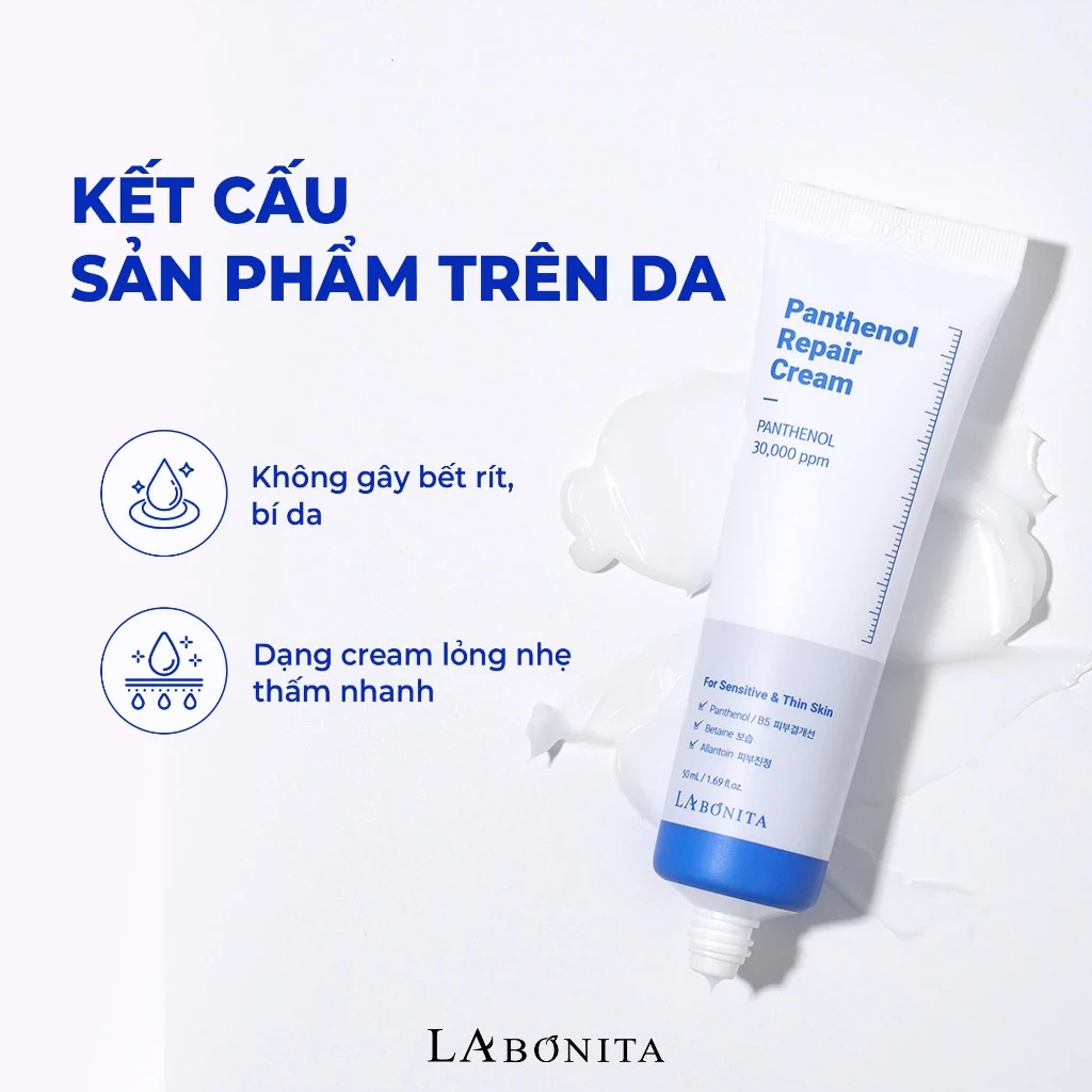 Kem Dưỡng Phục Hồi La Bonita Vital Panthenol Repair Cream Giữ Ẩm, Làm Dịu 50ml