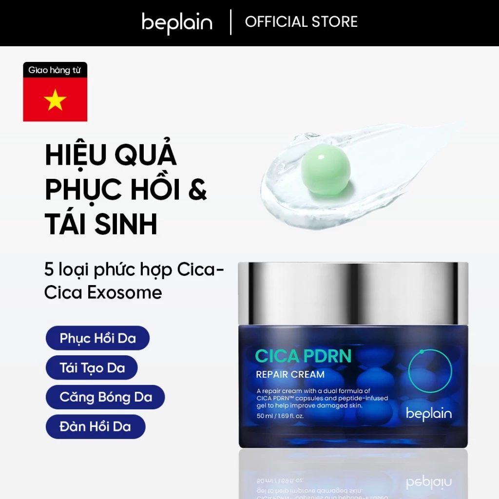 Kem Dưỡng Beplain Cica PDRN Repair Cream Phục Hồi, Trẻ Hóa Da 50ml