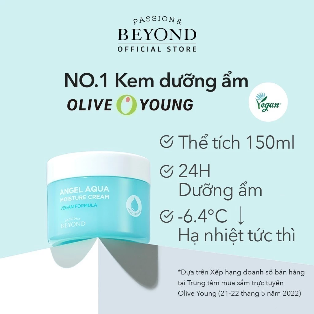 Kem Dưỡng Ẩm BEYOND Angel Aqua Moisture Cream Cấp Nước Thuần Chay 150ml (Tách Set)