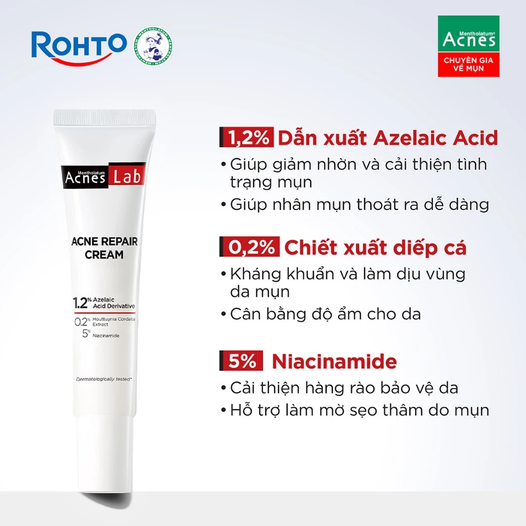 Kem Dưỡng Acnes Lab Acne Repair Cream Giảm Mụn Chuyên Sâu 20g