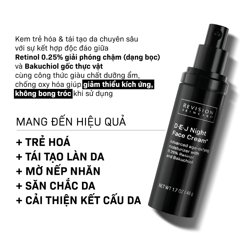 Kem Dưỡng Revision Skincare D-E-J Night Face Cream Chống Lão Hóa, Làm Giảm Nếp Nhăn Tăng Đàn Hồi Da 48g