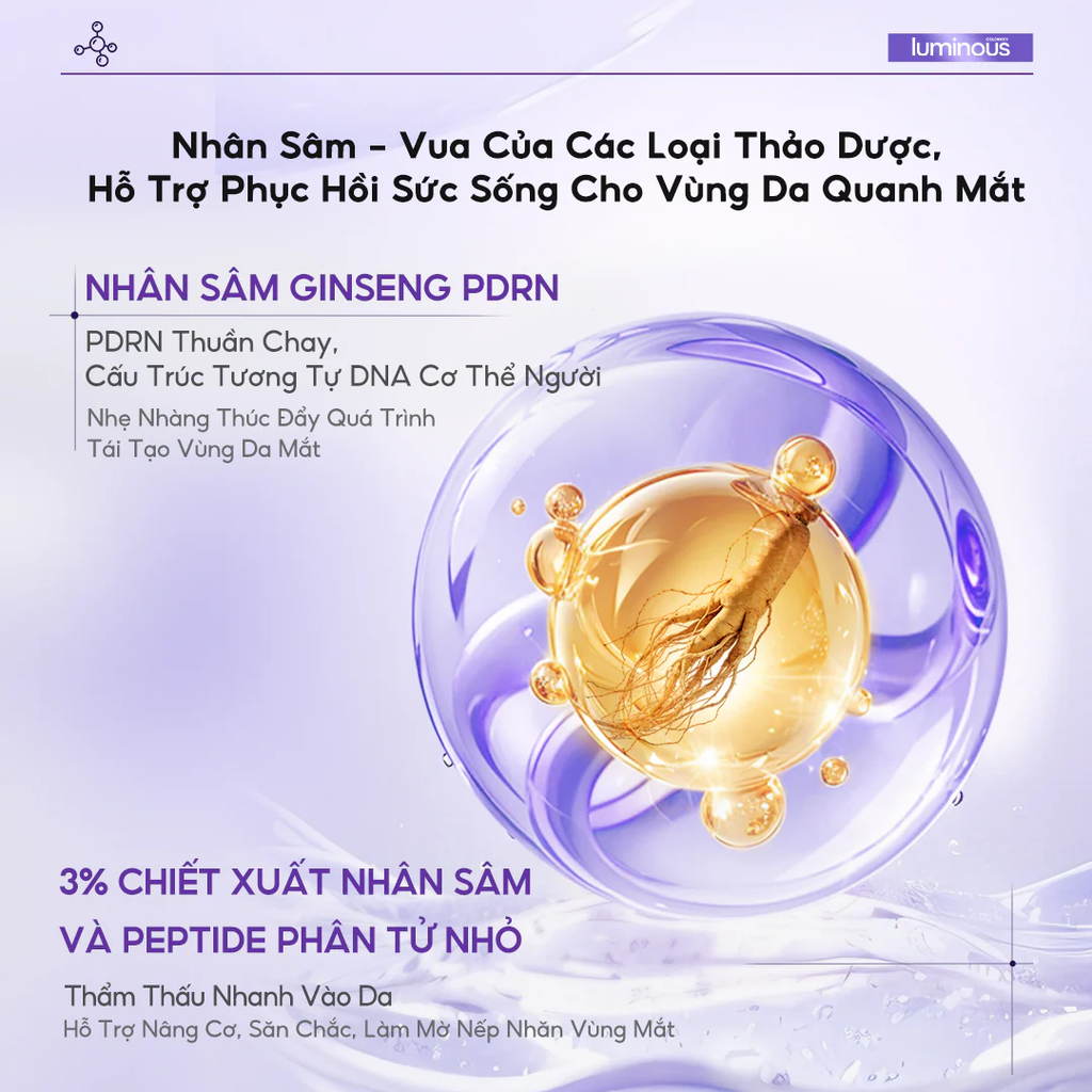Kem Dưỡng Da Mắt Colorkey Luminous Ginseng Brightening & Uplifting Eye Cream Hỗ Trợ Làm Sáng, Nâng Cơ 20ml