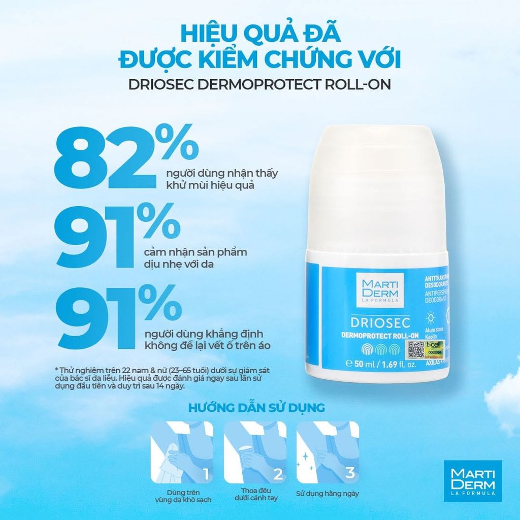 Lăn Khử Mùi Martiderm Driosec Dermoprotect Roll-On Chống Tiết Mồ Hôi 50ml