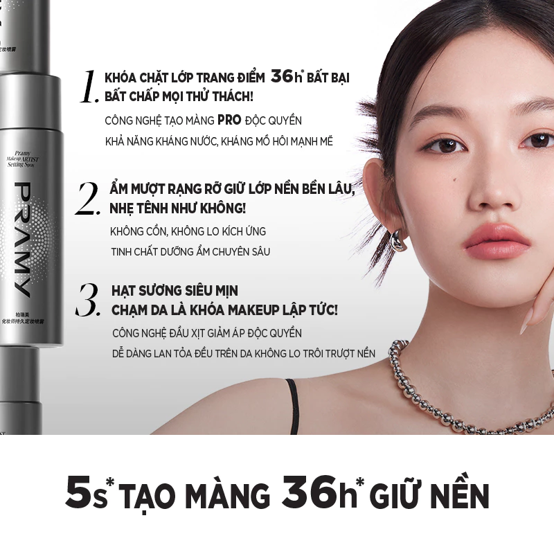 Xịt Khóa Nền Pramy Makeup Setting Spray Cấp Ẩm