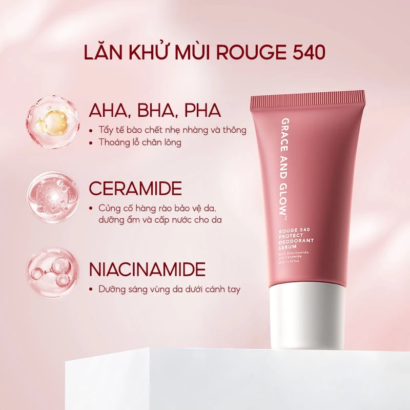 Lăn Khử Mùi Grace And Glow Deodorant Serum Làm Sáng Da, Ngăn Mùi Mồ Hôi Hiệu Quả 50ml