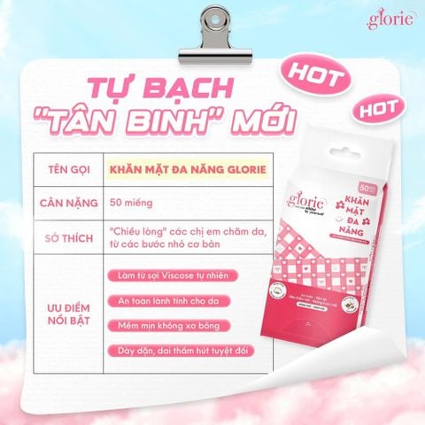 Khăn Mặt Đa Năng Glorie 100% Sợi Viscose Thiên Nhiên Cao Cấp 50 Miếng