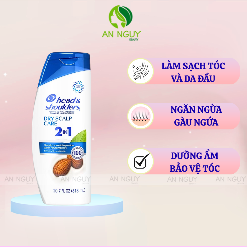 Dầu Gội Và Xả Head & Shoulders 2in1 Dry Scalp Care Daily Shampoo + Conditioner (Hàng Mỹ Nhập Khẩu)