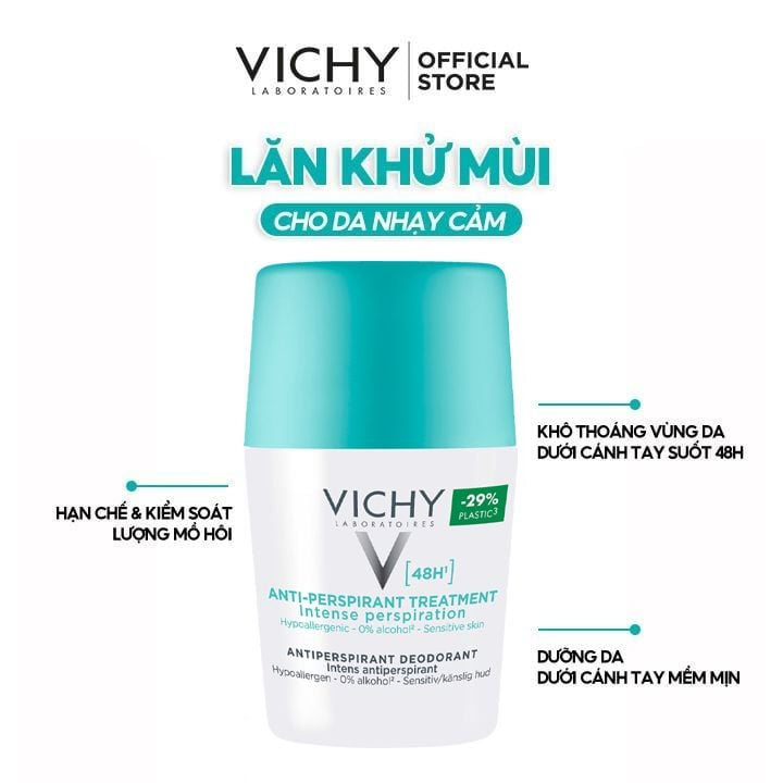 Lăn Khử Mùi Vichy Khô Thoáng Da 50ml