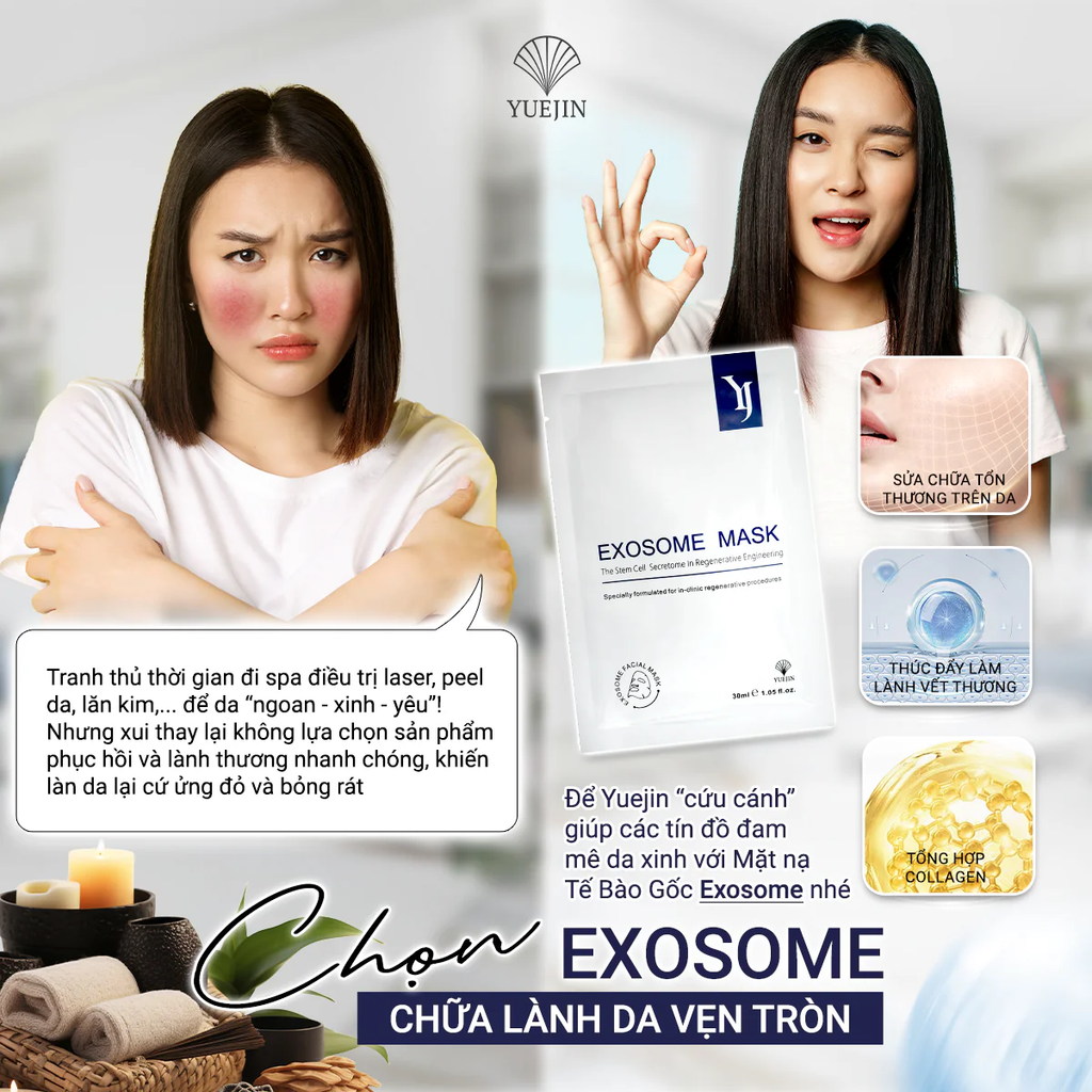 Mặt Nạ Tế Bào Gốc Yuejin Exosome Mask Giúp Phục Hồi Da, Chống Lão Hóa Da Sáng Mịn 30ml