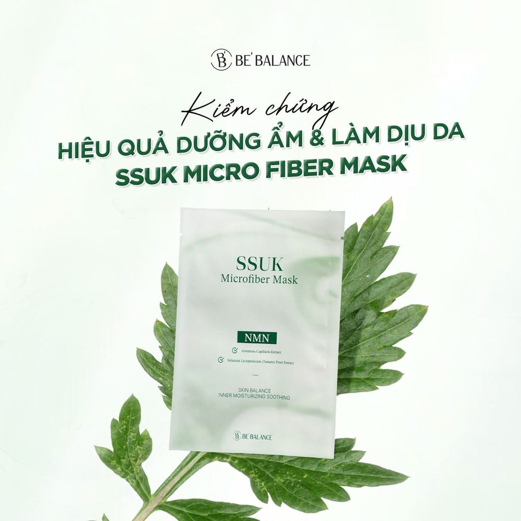 Mặt Nạ Vải Vi Sợi Be’Balance SSUK Microfiber Mask Ngải Cứu Cấp Ẩm, Làm Dịu, Chống Lão Hóa 30g