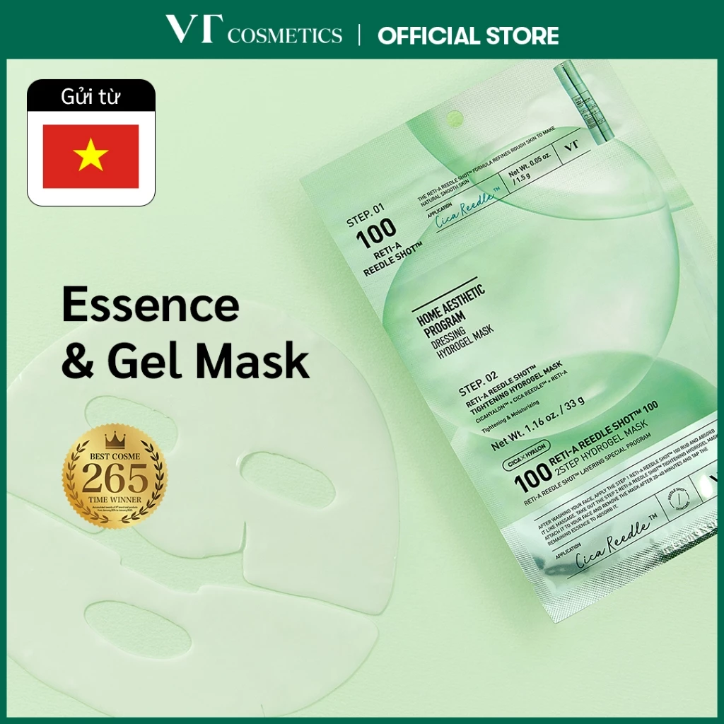 Mặt Nạ Thạch Dưỡng Da VT Cosmetics Reedle Shot 2Step 100 Hydrogel Mask 33g