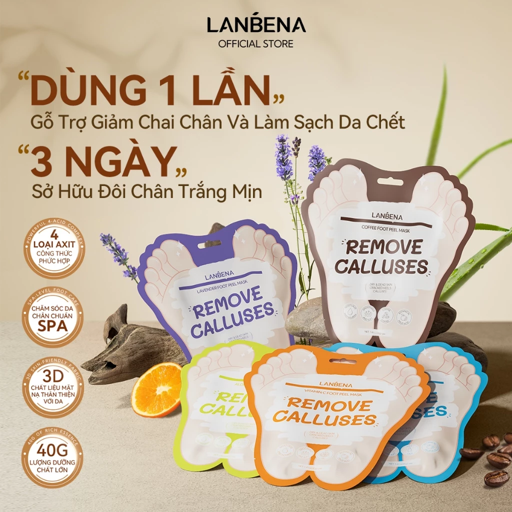 Mặt Nạ Da Chân Lanbena Foot Peel Mask Remove Calluses Làm Sạch Tế Bào Chết 40g/Đôi