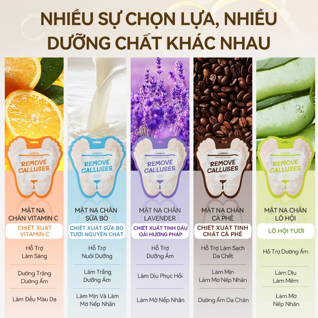 Mặt Nạ Da Chân Lanbena Foot Peel Mask Remove Calluses Làm Sạch Tế Bào Chết 40g/Đôi