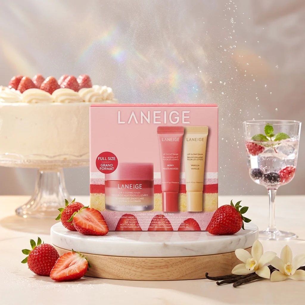 Set Mặt Nạ Ngủ Dưỡng Môi Laneige Berry Sweet Lip Trio 20g + 2 Son Dưỡng 5g