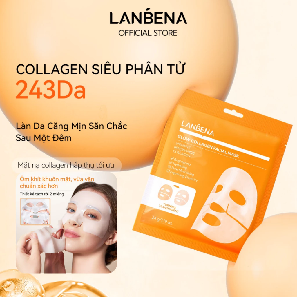 Mặt Nạ Thạch Lanbena Glow Collagen Facial Mask Dưỡng Ẩm, Tăng Độ Đàn Hồi, Làm Đều Màu Da 34g