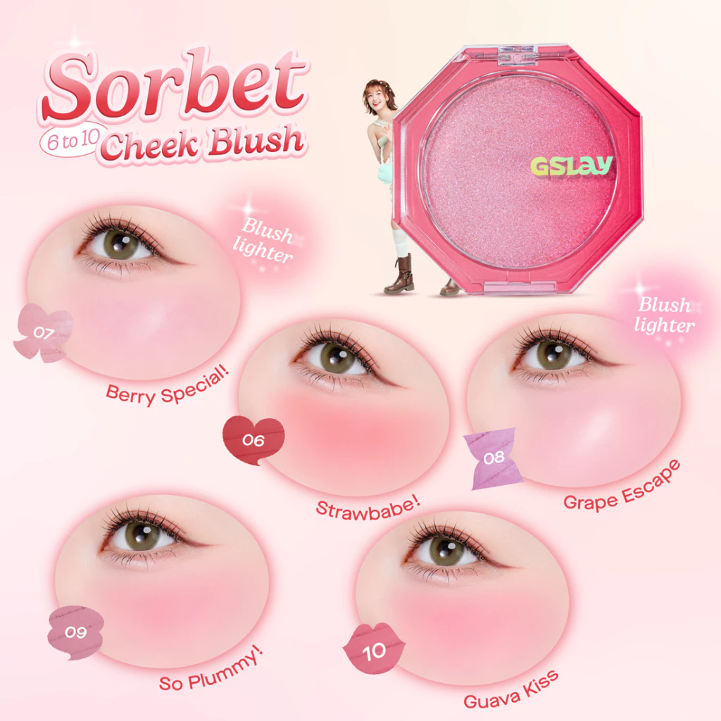 Má Hồng Kem Gslay Sorbet Cheek Blush Thuần Chay Mịn Lì Và Nhũ Dễ Tán Bền Màu 5g