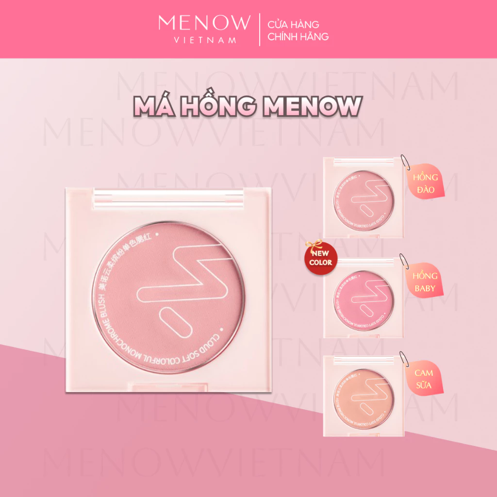 Phấn Má Hồng Menow Cloud Soft Sweetheart Monochrome Blush Hạt Phấn Siêu Mịn, Lên Màu Tự Nhiên 4.5g