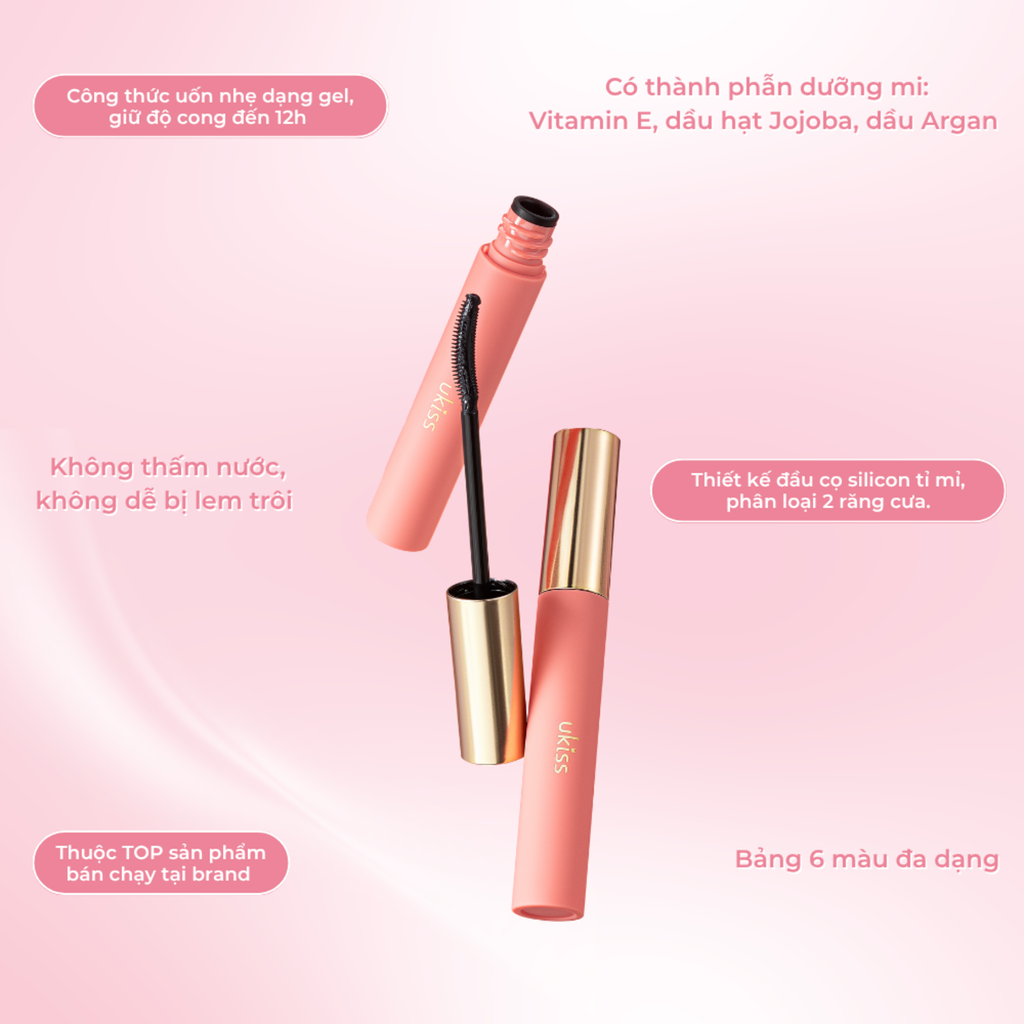 Mascara Ukiss Fireworks Plum Giúp Cong Lông Mi, Chống Thấm Nước Lâu Trôi 5g